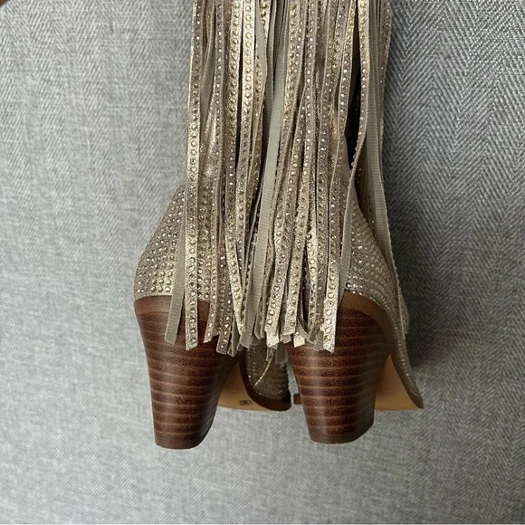 Jessica Simpson paredisa Fringe Gold western Boots size 6.5 - Picture 10 of 11
